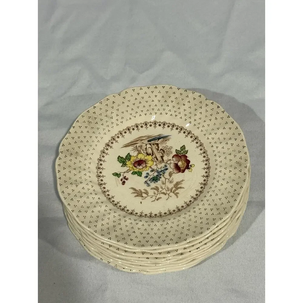 Royal Doulton Grantham Plates Set of 9 England Vintage 8” Floral Dinnerware